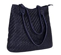 Antonio Valeria Alice Trenzado Bolso de cuero lavado para mujer, Azul/Patchwork, Medium