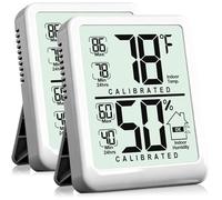Antonki 2 piezas Termómetro de habitación, higrómetro digital pequeño para interiores, medidor de humedad, medidor de temperatura y humedad con sensor de registro máximo/mínimo para el hogar, plantas