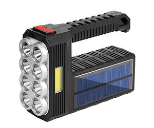 Antorcha De Mano Solar Mega Power 8 LED - Linterna Portátil Recargable Súper Brillante De 1200 MAh | Potente Reflector De Alta Lúmenes, Antorcha Para Barco Marino, Foco LED De Mano Con 8 Lentes Para P