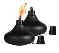 Antorcha de mesa metal - Carcasa llama a prueba viento, recipiente combustible metálico 2 piezas, iluminación ambiental jardín atmosférico, lámpara parafina exterior hierro cepillado | Caddy cilíndric