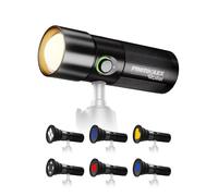 Antorcha LED Video, Rollei Photoolex GOBO Light de 4 Colores y 19 Accesorios para Efectos de Iluminación Creativo, Foco Fotografía con Batería 8400 mAh Difusor Incluido, Luz-Video-Foco-RGB-Fotografía