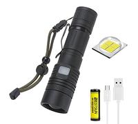 Antorcha LED XHP50 de 7000 lúmenes altos, linterna LED recargable superbrillante XHP50, lámpara de mano con 5 modos, antorcha impermeable con zoom para camping, senderismo, uso diario