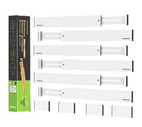 ANTOWIN Divisores de cajones de bambú, separadores de cajones, organizador de 17 a 22 pulgadas de largo ajustable con resorte para utensilios grandes, ropa, cajones de herramientas, paquete de 6