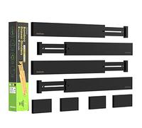 ANTOWIN Organizadores separadores de cajones de bambú, separadores de cajones, divisor de 43-56cm de largo, organizador ajustable con resorte para utensilios grandes, cajones de herramientas(negro)