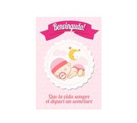 Antracita Catalan Tarjeta Nacimiento Bebé Rosa - Targeta Naixement Nena