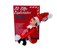 Antracita Elfa Exploradora, Muñeco Navideño Travieso, Juguete de Elfo de Navidad con Traje Rojo y Blanco