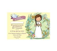 Antracita Invitacion de Comunion Niña personalizado beige para los Invitados a Comunión (10 unidades)