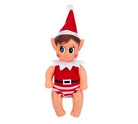 Antracita Muñeco Elfo Bebé de Navidad, Ayudante de Santa Claus, Juguete de Peluche con Traje Rojo y Gorro