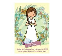 Antracita Recordatorio Comunion Niña Personalizado (24 Unidades) Beige - Recuerdo Regalo de comunion para Invitados - Detalles Comunión