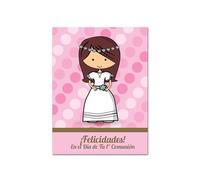 Antracita Tarjeta Comunión Niña 15x23 cm con Sobre para Primera Comunión