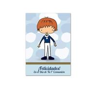 Antracita Tarjeta Comunión Niño 15x23 cm con Sobre Incluido para Primera Comunión