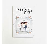 Antracita Tarjeta de Boda con Sobre, 15x23 cm, Diseño Cute de Novios