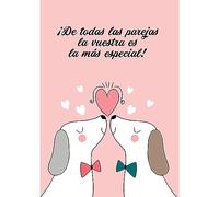 Antracita Tarjeta de Felicitación de Amor para Boda Gay con Diseño de Perros 15x23cm - Celebra la Unión y el Amor de dos chicos - con sobre monedero