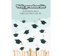 Antracita Tarjeta de Felicitación de Graduación en Español, Diseño de Birretes, 15x23 cm, con Sobre para graduado