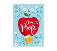 Tarjeta gracias profe Manzana con sobre para dedicatorias (Pequeño 15x23)
