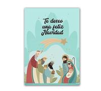 Antracita Tarjeta navidad nacimiento clasico 15x23cm felicitacion navideña portal de Belen