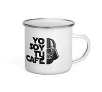 Antracita Taza desayuno metalica retro soy tu cafe vintage para desayuno o excursion darth 300ml
