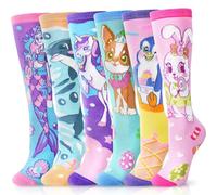 ANTSANG Calcetines Altos Hasta la Rodilla Para Niñas Largos Para Botas Locos Tontos Divertidos Regalo con Estampados de Animales Bonitos Para Niños 6 Pares