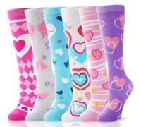 ANTSANG Calcetines Altos Hasta la Rodilla Para Niñas Largos Para Botas Locos Tontos Divertidos Regalo con Estampados de Animales Bonitos Para Niños 6 Pares