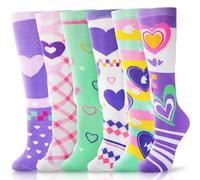 ANTSANG Calcetines Altos Hasta la Rodilla Para Niñas Largos Para Botas Locos Tontos Divertidos Regalo con Estampados de Animales Bonitos Para Niños 6 Pares