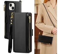 Antsturdy Compatible con iPhone 14 Case de billetera Women Men Rfid Bloqueo PU Cuero Crossbody Case de la caja del telfono con correa de mueca Flip