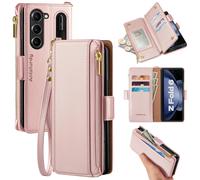 Antsturdy Compatible con Samsung Galaxy Z Fold 6 Case Wallet Women With? Caso de telfono con soporte para tarjetas Correa PU cuero Rfid Bloqueo Flip