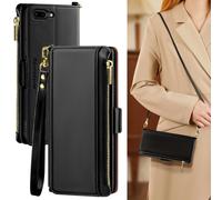 Antsturdy para iPhone 7 Plus Wallet Case Women Men? Bloqueo de rfid? PU Leather Apple iPhone 8 Plus Crossbody Telephip Caper con correa de mueca Fo