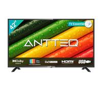 Antteq AB42D1 TV 42 Pulgadas (Televisores 106 cm), Dolby Audio, 2K D-LED, HDMI, USB, Salida de Audio Digital, Triple sintonizador DVB-C/T2/S2, Ci+, Incluido Modo Hotel