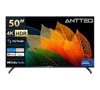 Antteq Smart TV 50 Pulgadas (127 cm) 4K UHD Android TV, Asistente de Google, Wi-Fi, Dolby Digital, Triple Sintonizador (Cable/Satélite/Antena), HDMI, USB, Netflix, Youtube, Prime Video, Disney+