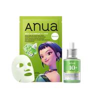 Anua Azelaic Acid Balancing & Hydrating Skincare Set - 10% Azelaic Acid Facial Serum (30ml) & Hyaluron Sheet Mask (10 Sheets) for Oily & Delicate Skin, Texture Refining Korean Beauty Duo