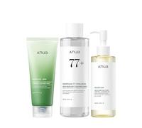 Anua Heartleaf Trio : Pore Control Cleansing Oil & Quercetinol Pore Deep Cleansing Foam & Anua Heartleaf 77 Soothing Toner, Gentle Korean Skincare