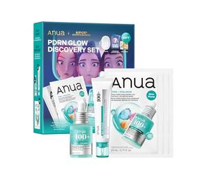 Anua PDRN Glow Discovery Set for Face, sérum, crema y mascarilla con PDRN, adn de salmón, edición K-pop Demon Hunters, + PVC pouch + photocard + sticker, kit de skincare coreano