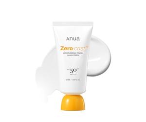 Anua Zero-Cast Moisturizing Sunscreen SPF 50, crema solar facial para un brillo natural, sin rastro blanco, ácido hialurónico, niacinamida, libre de aceites, skincare coreano, 50ml
