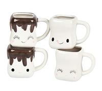 ANUBE Juego de 4 tazas de malvavisco con asas, tazas de malvavisco para niños, tazas de chocolate caliente, regalo para Navidad, Día de la Madre, 5 onzas