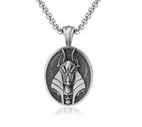 Anubis Medalla Colgante Antiguo Egipcio Dios Anubis Collar para Hombres Gótico Anubis Medallón Punk Dios de la Muerte Anubis Joyas Egipcio Amuleto Colgante Collar para Niños, Acero inoxidable