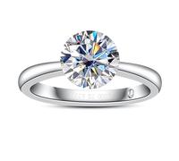 AnuClub Anillo de compromiso Moissanite de 2/3 quilates, color VVS1, plata de ley 925, diamante de moissanita invisible, anillo de boda para mujer, con certificado, Plata de ley, Moissanita