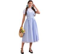 Anuedgis Disfraz de guinga azul inspirado en Dorothy para mujer, disfraz de cuento de hadas con manga abombada, para Halloween, cosplay y Día Mundial del Libro (azul 2, XXL)