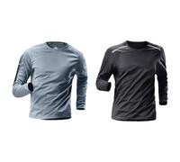 ANUFER Hombre 2 Pack Manga Larga Secado Rápido Camisetas Cuello Redondo Entrenamiento Corriente Tapas SN0711249 Liso Negro+Gris L