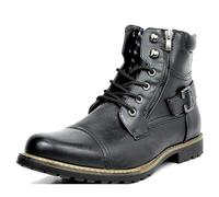 ANUFER Hombre Vendimia Cap Toe Botas de Motociclista Cordones Cremallera Doble Moda Botines Negro SD5A40601 EU43