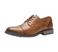 ANUFER Hombre Vintage Color Cepillo Piel sintética Zapatos de Vestir de Negocios con Cordones Derbies Puntiagudos Marrón SN0706162 EU48