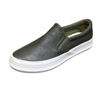 ANUFER Hombres Suela Gruesa Mocasines Imitación de Cuero Slip-On Ocio Zapatillas Deportivas SN0703538 Verde Militar EU39