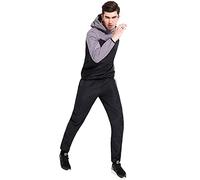 ANUFER Unisexo Hombres Mujer Trajes de Sauna Pérdida de Peso Chaqueta + Pantalones Rutina de Ejercicio Conjuntos de Sudor Gris SN07814 L