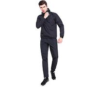 ANUFER Unisexo Hombres Mujer Trajes de Sauna Pérdida de Peso Chaqueta + Pantalones Rutina de Ejercicio Conjuntos de Sudor Negro SN07814 2XL