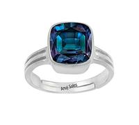 Anuj Sales - Anillo de Alexandrita natural sin calefacción de 14 ratti de 13,50 quilates de calidad chapado en plata para mujeres y hombres {certificado de laboratorio}, Piedra preciosa suelta,