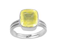 ANUJ SALES Anillo de piedra preciosa Pukhraj de zafiro amarillo natural de calidad A+ de 20,25 quilates sin calefacción certificado para mujeres y hombres (certificado de laboratorio), Chapado en