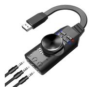 Anulely Adaptador de Audio USB | Tarjeta de sonido externa Virtual 7.1 Surround Sound para ordenador portátil con control de volumen | Interfaz de audio USB de 3,5 mm, adaptador de auriculares USB