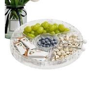 Anulely Bandeja para servir aperitivos | Platos redondos portátiles para servir - Plato de aperitivos, cuencos grandes, contenedor multiusos para patatas fritas y salsas, frutas