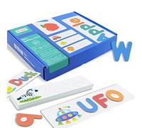 Anulely Cartas Surtidas del Alfabeto, Juguete de aprendizaje de ortografía de Madera | Tarjetas Surtidas de Letras de Dibujos Animados para,Juguetes educativos con Letras para mejorar la Coordinación