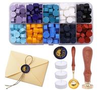 Anulely Herramientas de sellado de cera, juego de manualidades de cuentas de sello de cera, herramienta de fusión de cuentas de cera coloridas para principiantes y amantes de las manualidades de papel