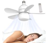 Anulely Luz de ventilador de zócalo, luz de ventilador de zócalo con control remoto | Ventilador de techo de bombilla con mando a distancia,Bombillas creativas en forma de ventilador con 3